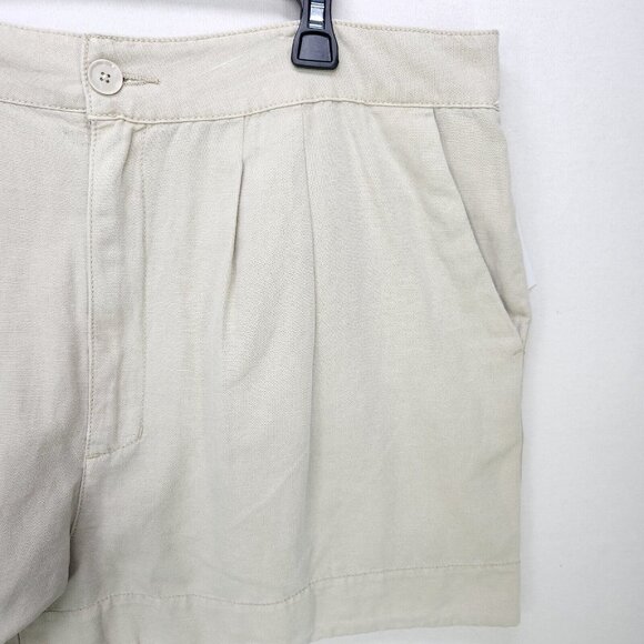 Joie Shorts Pleated Linen Blend Womens XL Beige High Waisted Pockets New - Picture 3 of 16